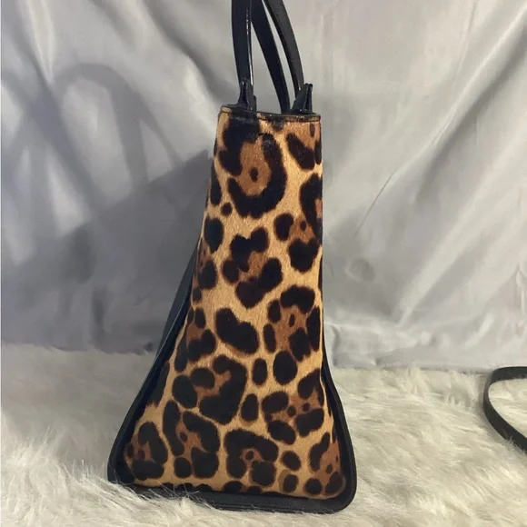 Kate Spade Run Wild Leopard Hayden Satchel Shoulder Bag Animal Calfhair Sides - Picture 4 of 10